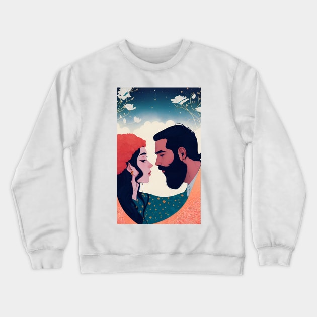 interracial couple in love sticker Crewneck Sweatshirt by FRH Design